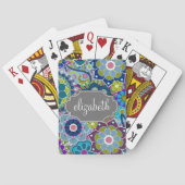 Funky Floral Pattern met Custom Name - grijs Pokerkaarten (Achterkant)