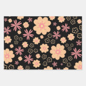 Funky Floral Retro Pattern Inpakpapier Vel (Voorkant 3)