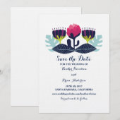 Funky Floral Save the Date Invite (Voorkant / Achterkant)