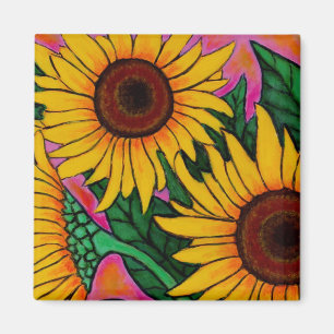 Funky Floral Sunflower Magnet Magneet