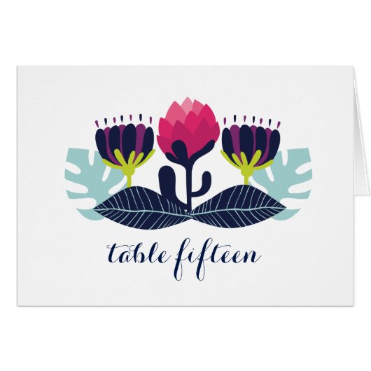 Funky Floral Table Number Kaart (Voorkant Horizontaal)