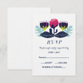 Funky Floral Wedal Card RSVP Card (Devant / Derrière)