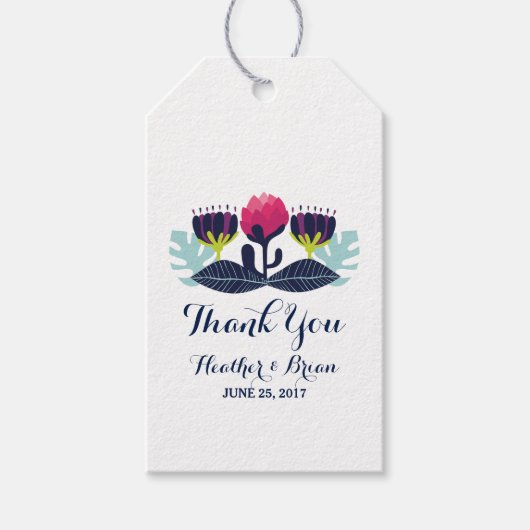 Funky Floral Wedding Gift Labels Cadeaulabel (Voorkant)