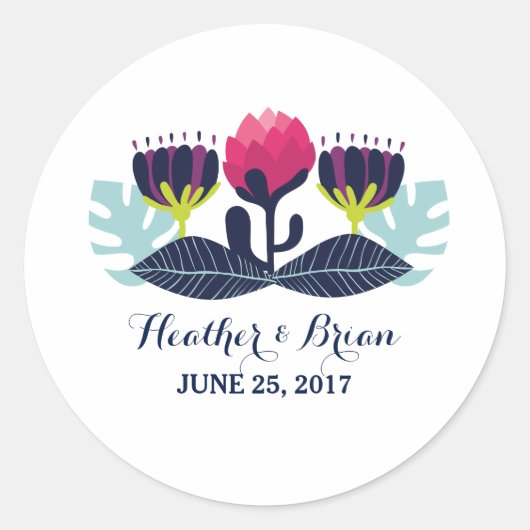 Funky Floral Wedding Stickers (Voorkant)