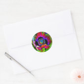 Funky Flower Ronde Sticker (Envelop)