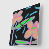 Funky Flowers Abstracte Art Vierkante Klok (Hoek)