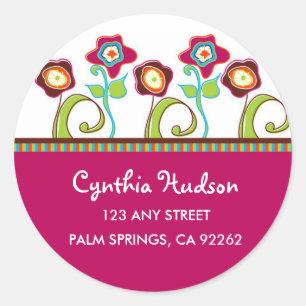 Funky Flowers Adresetiketten Ronde Sticker