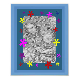 Funky Flowers Lijst Uw Foto Template Afdruk