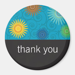 Funky Flowers op Aqua Magnet Magneet