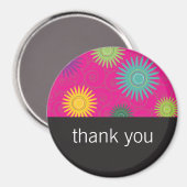 Funky Flowers op Roze Magnet Magneet (Voorkant / Achterkant)