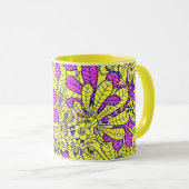 Funky  Flowers Paarse geel Mok Cup (Voorkant rechts)