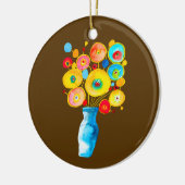 Funky flowers waterverf kunst keramisch ornament (Links)