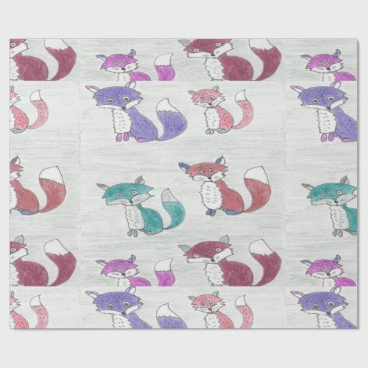 Funky Foxes Pattern Cadeaupapier (Vlak)