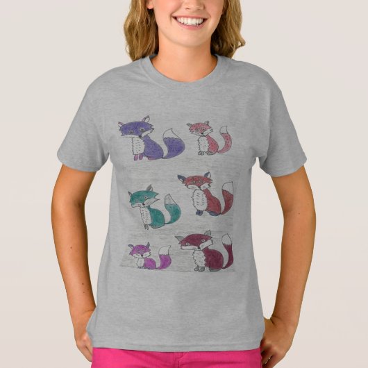 Funky Foxes Pattern T-shirt (Voorkant)