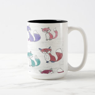 Funky Foxes Pattern Tweekleurige Koffiemok