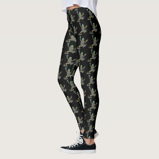 Funky Fractal climate tree Frog Pattern Leggings (Links)