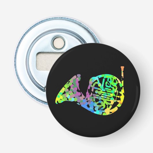 Funky French Horn T-Shirt Sierkussen Magnet Keyc Button Flesopener (Voorkant)