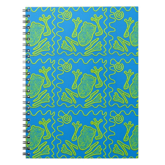 Funky Frog Blue Green Toad Kinder Doodle Art Notitieboek (Voorkant)
