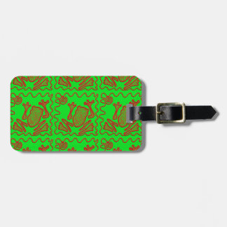 Funky Frog Lime Green Red Toad Kinder Doodle Art Bagagelabel