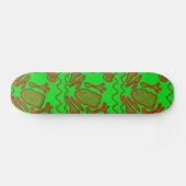 Funky Frog Lime Green Red Toad Kinder Doodle Art Skateboard (Horizontaal)