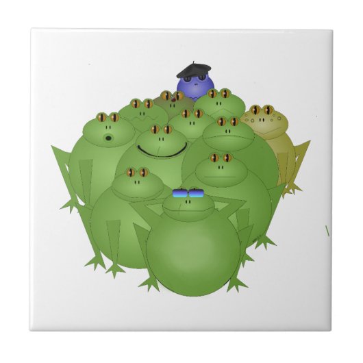 Funky Frogs Keramische Tegel Tegeltje (Voorkant)