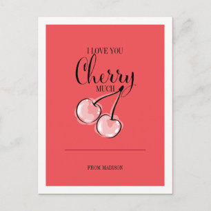 Funky Fruit Pun Cherry Valentine Carte postale