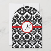 Funky & Fun Black Damask Red Trim Wedding Invites Kaart (Voorkant)