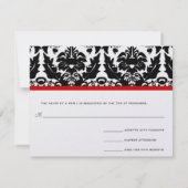 Funky & Fun Black Damask Red Trim Wedding RSVP (Dos)