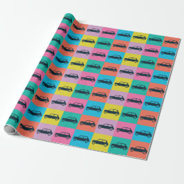 Funky Fun Checkerboard Mini Cooper Cadeaupapier