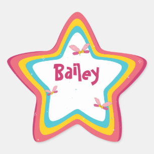 Funky Fun Kleurrijke Fairy Wings Retro Snoep Gestr Ster Sticker