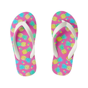 Funky Fun Pineapple Print   Kleurrijk Kinder Teenslippers