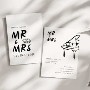 Funky Fun Retro Mr. & Mrs. Illustrated Wedding Kaart