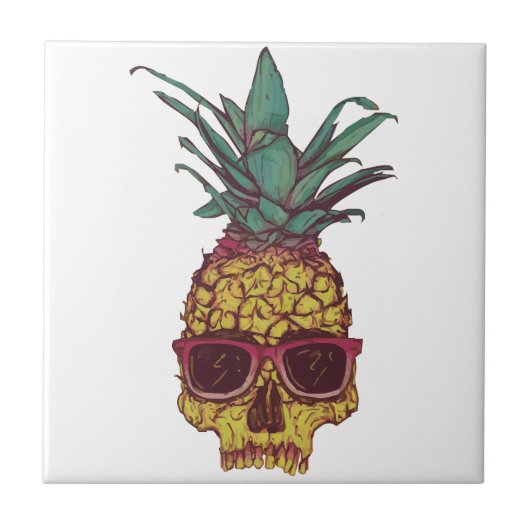 Funky Geek Cool Pineappel Punk Tegeltje (Voorkant)