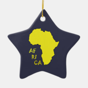 Funky Gele Afrika Kaart Keramisch Ornament
