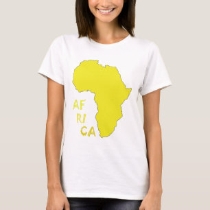 Funky Gele Afrika Kaart T-shirt