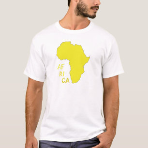 Funky Gele Afrika Kaart T-shirt