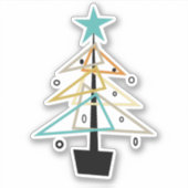 Funky Geometric Mid Century Retro Kerstboom Sticker (Voorkant)