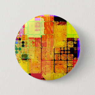 Funky Geometric Multicolored Design Ronde Button 5,7 Cm