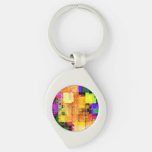 Funky Geometric Multicolored Design Sleutelhanger (Voorkant)