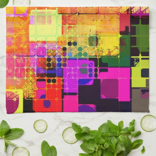 Funky Geometric Multicolored Design Theedoek (Gevouwen)