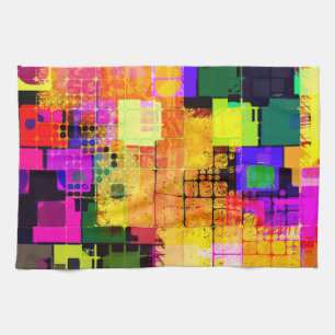 Funky Geometric Multicolored Design Theedoek