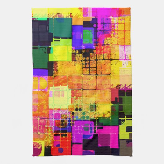 Funky Geometric Multicolored Design Theedoek (Verticaal)