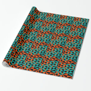 Funky Geometric Oranje Black Blauwgroen Bold Patte Cadeaupapier
