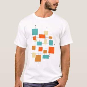 Funky Geometric Squares mid-century Retro T-shirt
