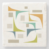 Funky geometrische hoeken Mid Century Modern Stenen Onderzetter (Voorkant)