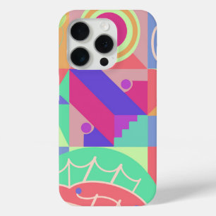 Funky geometrische patronen veelkleurig iPhone 15 pro case