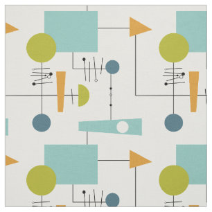 Funky geometrische stroomgrafiek Mid-Century Moder Stof