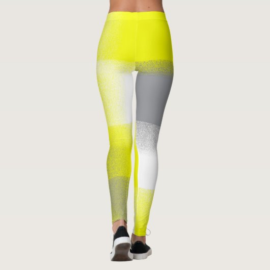 Funky Geometry Abstract Art Yellow Grey White Leggings (Achterkant)