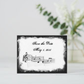 Funky gescheurde papieren muziek Bewaar de datum Aankondigingskaart (Staand voorkant)