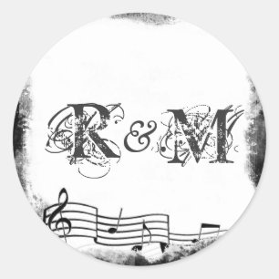 Funky gescheurde papieren muziekafdichtingen ronde sticker